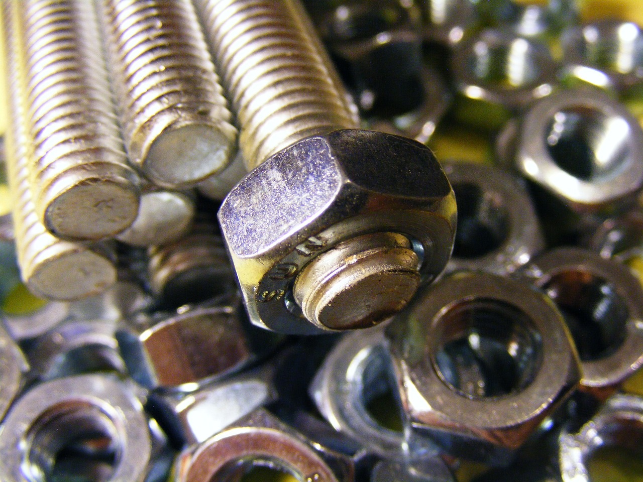 A pile of bolt nuts